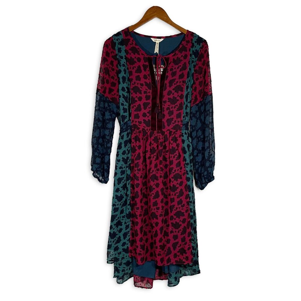 Matilda Jane NWT Floral Velvet Trim Midi Dress Size M Boho Flowy